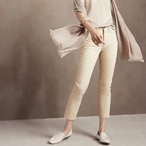 Ecru straight leg ankle jean